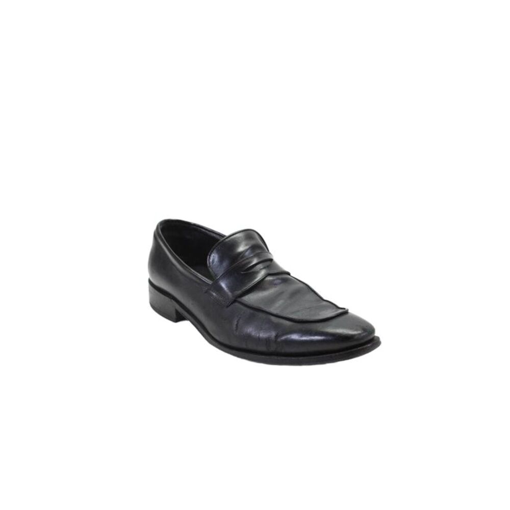 Adam Derrick Men's Round Toe Leather Slip-On Loafers Shoes Black Size 11.5